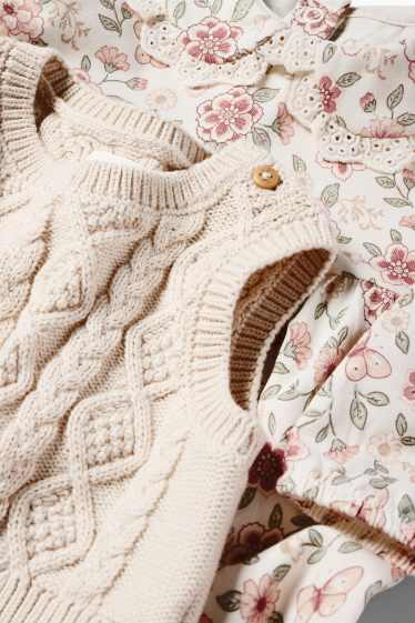 Baby Mädchen - Blümchen - Baby-Outfit - 2 teilig - hellbeige