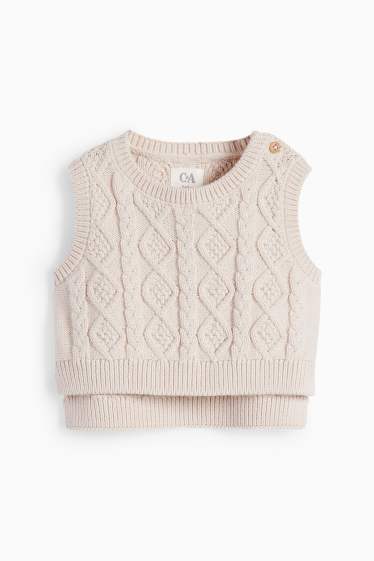 Baby Mädchen - Blümchen - Baby-Outfit - 2 teilig - hellbeige