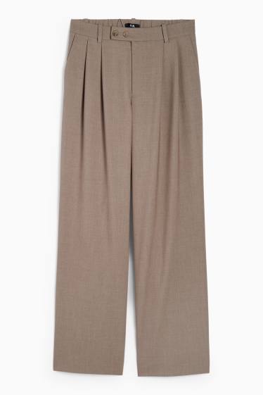 Damen - Business-Hose - Mid Waist - Wide Leg - braun