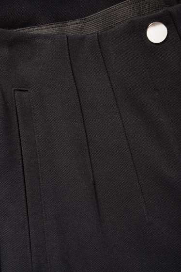 Dámské - Žerzejové kalhoty - high waist - slim fit - černá