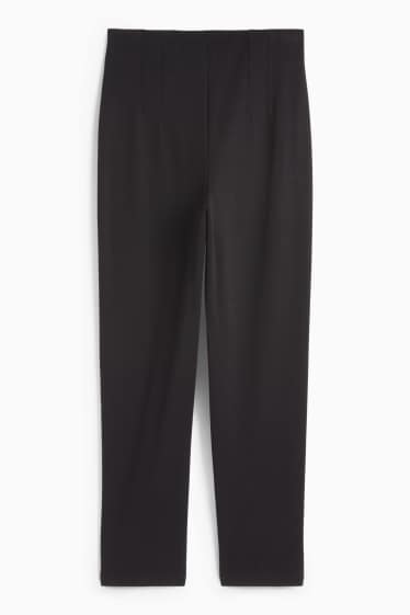 Dámské - Žerzejové kalhoty - high waist - slim fit - černá