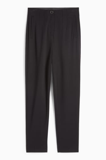 Dámské - Žerzejové kalhoty - high waist - slim fit - černá