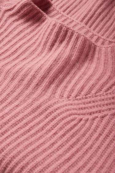 Damen - Kaschmir-Pullover - gerippt - rosa