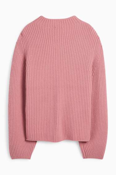 Damen - Kaschmir-Pullover - gerippt - rosa