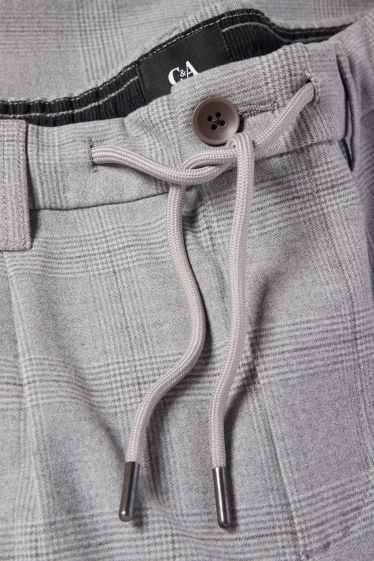 Men - Chinos - tapered fit - check - light gray