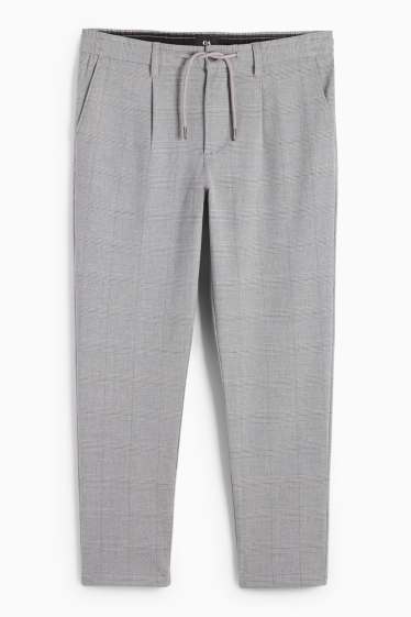 Men - Chinos - tapered fit - check - light gray