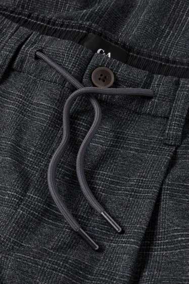 Heren - Chino - tapered fit - geruit - donkergrijs