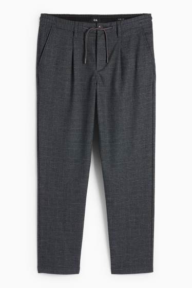 Heren - Chino - tapered fit - geruit - donkergrijs
