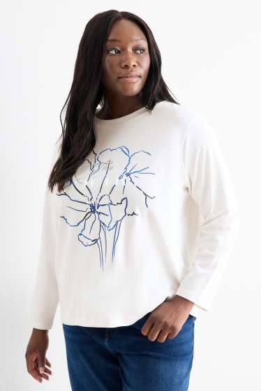 Damen - Langarmshirt - weiß