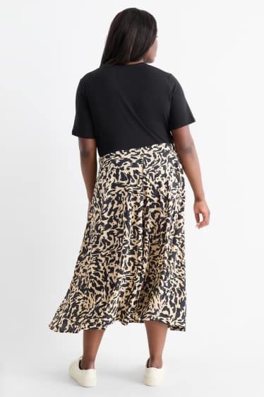 Dames - Rok - met patroon - zwart / beige
