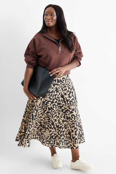 Dames - Rok - met patroon - zwart / beige