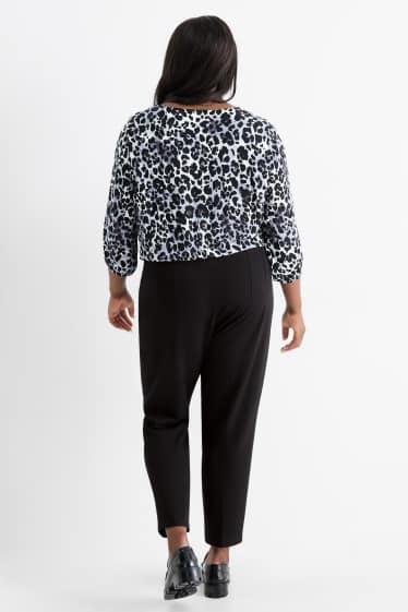 Women - Cloth trousers - high waist - slim fit - black