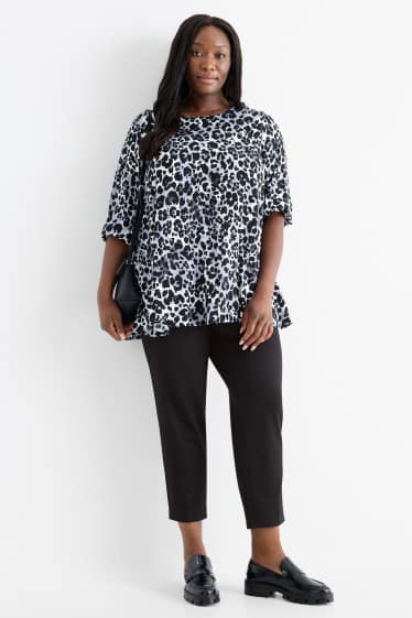 Women - Cloth trousers - high waist - slim fit - black