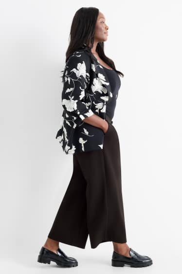 Damen - Jersey-Hose - High Waist - Wide Leg - schwarz