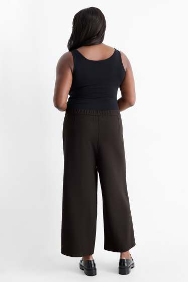 Damen - Jersey-Hose - High Waist - Wide Leg - schwarz