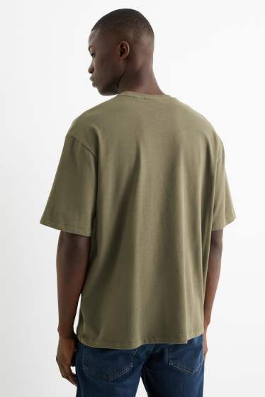 Pánské - Tričko - relaxed fit - tmavozelená