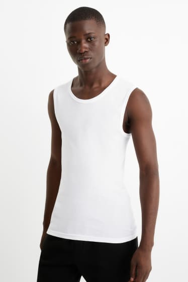 Hommes - Lot de 3 - maillots de corps - fines côtes - blanc