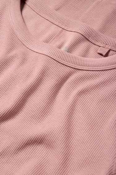 Donna - Maglia a maniche lunghe basic - a coste - rosa scuro