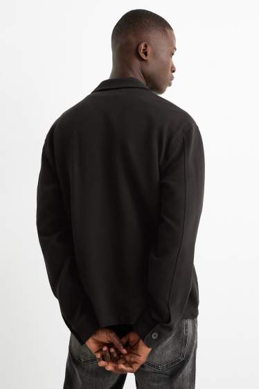 Heren - Overhemdjas - relaxed fit - kent - zwart