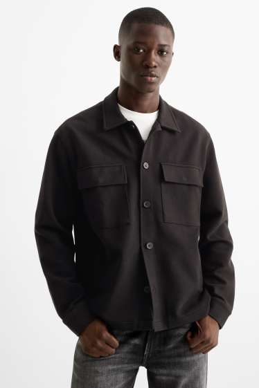 Heren - Overhemdjas - relaxed fit - kent - zwart