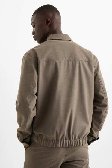 Pánské - Obleková flanelová košilová bunda - regular fit - stretch - taupe