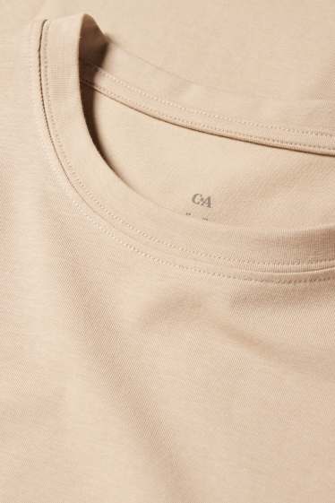 Dámské - Tričko s dlouhým rukávem basic - slim fit - světle béžová
