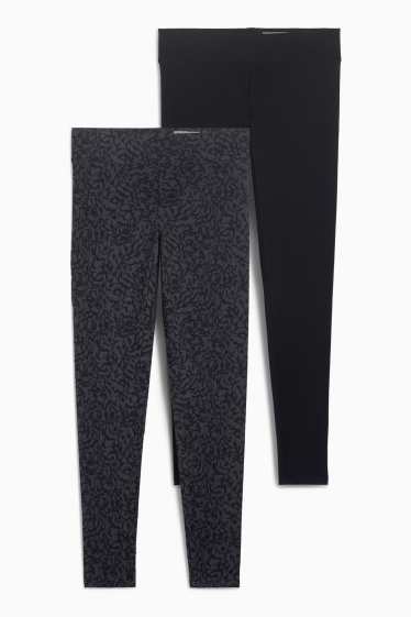 Dames - Set van 2 - basic legging - zwart