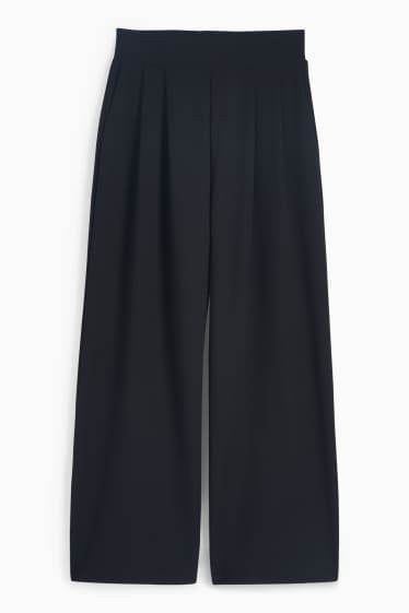Donna - Pantaloni basic di jersey - vita media - palazzo - nero