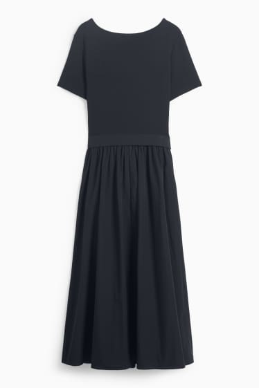 Damen - Fit & Flare Kleid mit Gürtel - schwarz