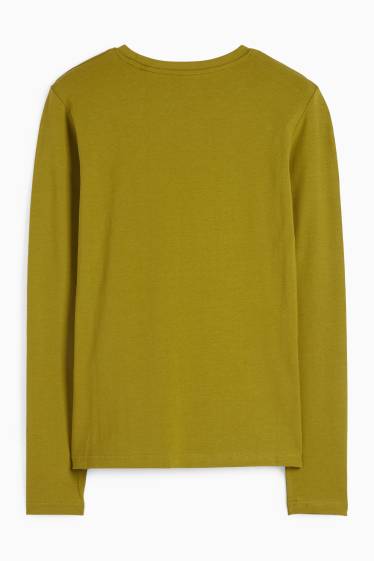 Dámské - Tričko s dlouhým rukávem basic - slim fit - khaki
