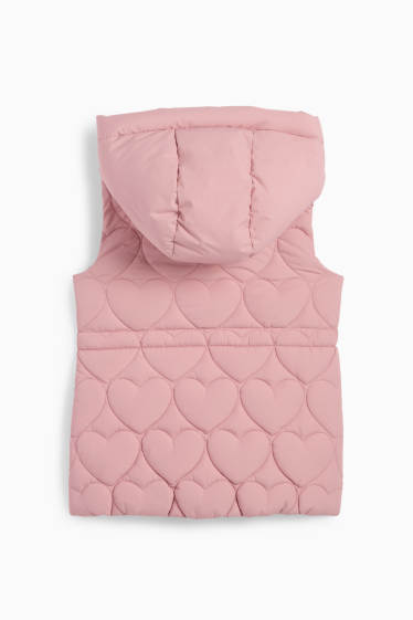 Kinder Mädchen - Steppweste mit Kapuze - wasserabweisend - gemustert - rosa