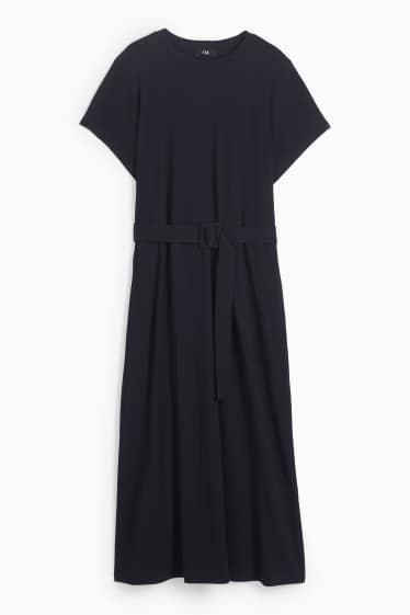 Donna - Vestito a t-shirt con cintura - nero