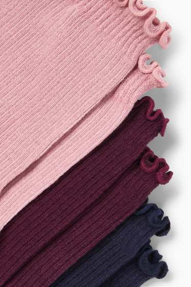 Donna - Confezione da 3 - calze - a coste - rosa scuro