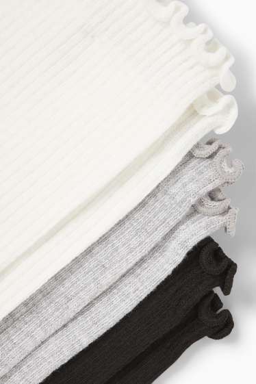 Donna - Confezione da 3 - calze - a coste - bianco