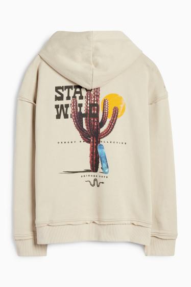 Bambini - Skateboard con cactus - felpa con cappuccio - beige