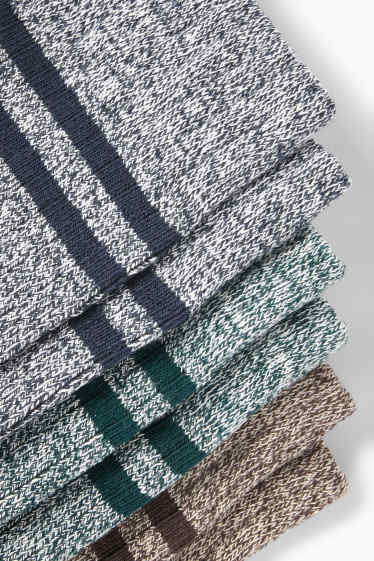 Herren - Multipack 3er - Socken - gerippt - dunkelblau