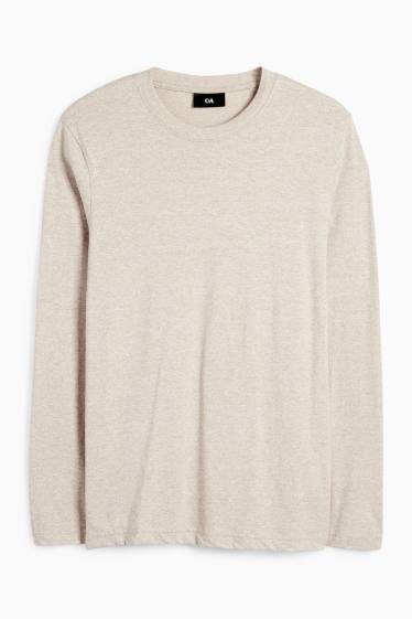 Herren - Langarmshirt - hellbeige