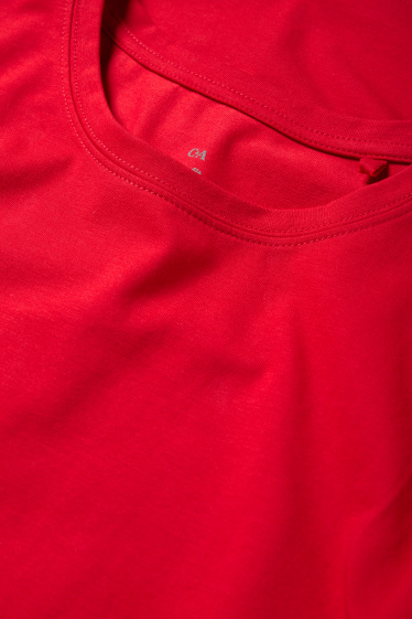 Women - Basic long sleeve top - slim fit - red