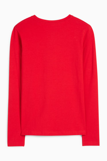 Women - Basic long sleeve top - slim fit - red