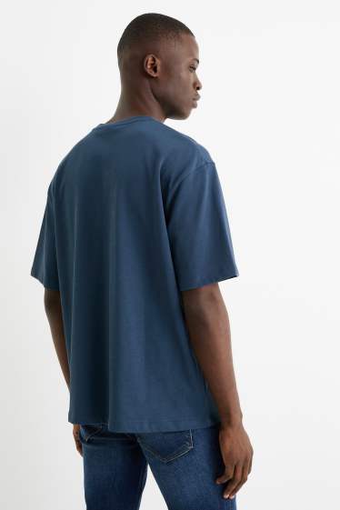 Pánské - Tričko - relaxed fit - tmavomodrá