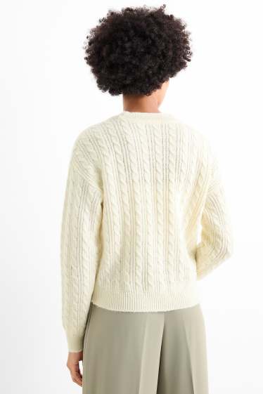 Women - Jumper - cable knit pattern - cremewhite