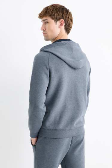Heren - Sportvest met capuchon - blauw-mix