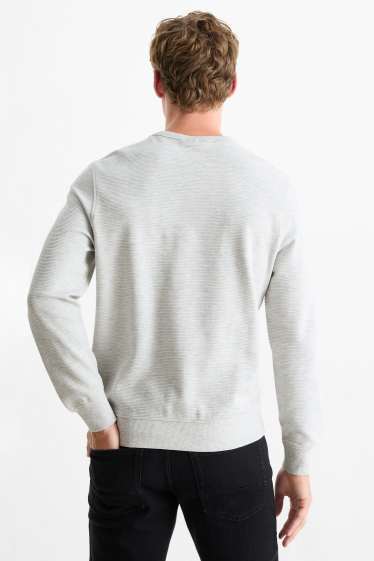 Men - Sweatshirt - ribbed - light gray