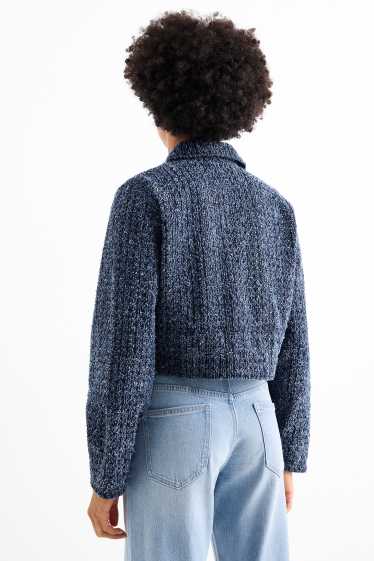 Damen - Bouclé-Jeansjacke - dunkelblau