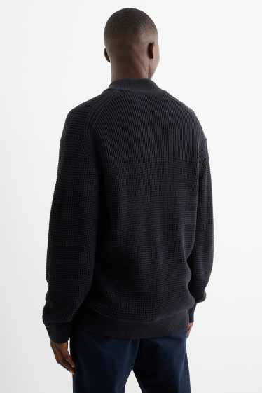 Herren - Strickjacke - strukturiert - dunkelblau