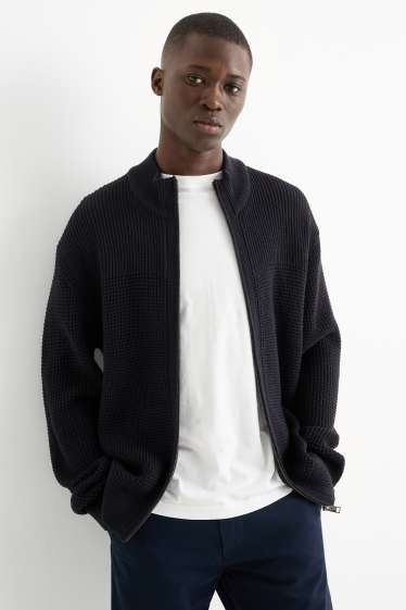 Herren - Strickjacke - strukturiert - dunkelblau