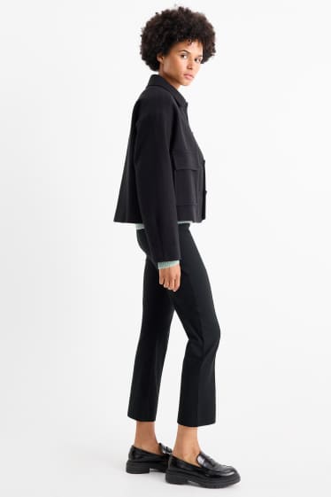 Femmes - Pantalon en toile - high waist - flared - noir