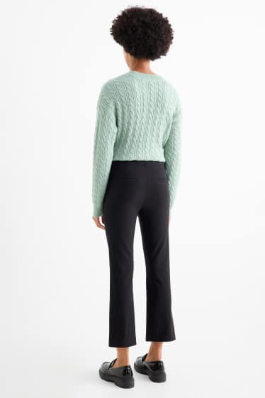 Femmes - Pantalon en toile - high waist - flared - noir
