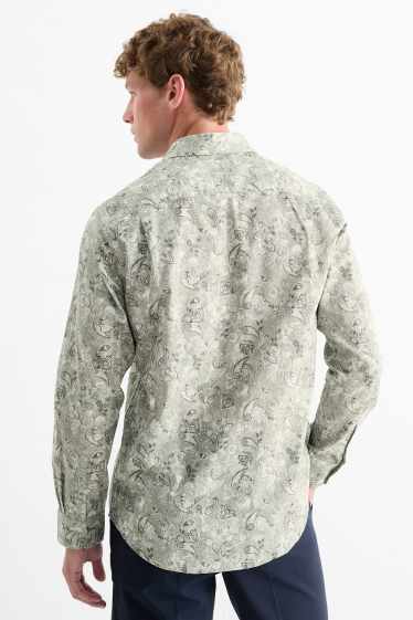 Uomo - Camicia business - regular fit - collo all'italiana - fantasia - verde chiaro