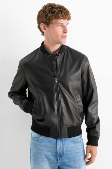 Hommes - Blouson - matière synthétique - noir
